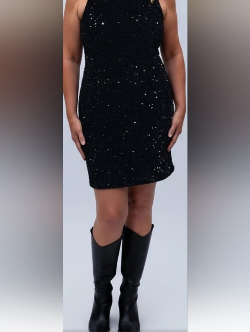 Marian & Maral black Vintage Sparkle dress silver Dots All Over Size S